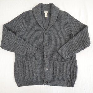 L.L. Bean Classic Ragg Wool Sweater Men's Large Tall Lambswool Knit Cardigan